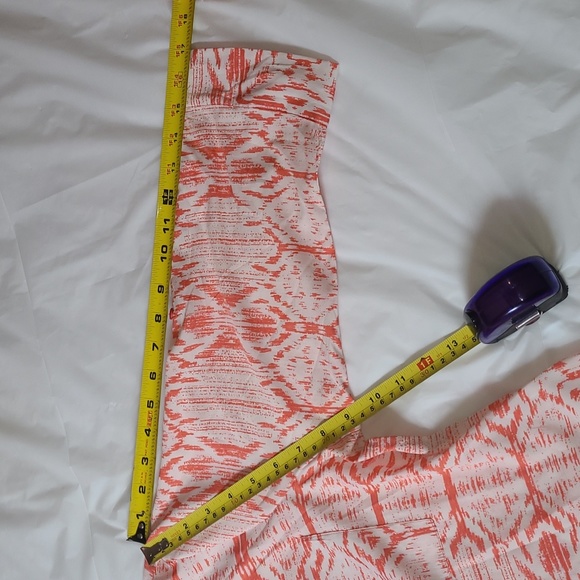 🍂Antilia Femme Coral & White Tribal Lines Button-Down Blouse w/Tab Sleeves Med. - Picture 9 of 16